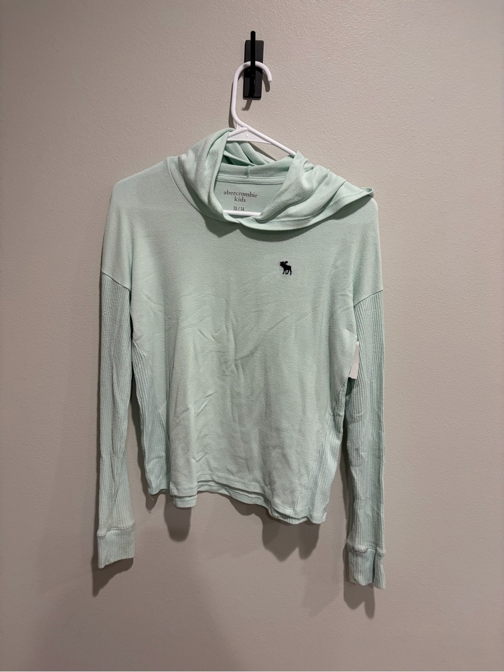 abercrombie kids Mint Lightweight Hooded Long Sleeve Top with Logo